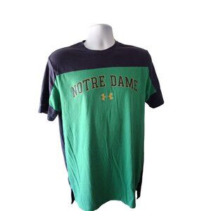 Notre Dame Shirt M Under Armour Green Navy Y2K Streetwear Athleisure HeatGear